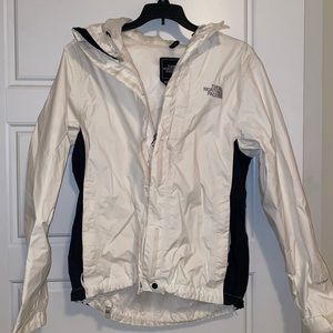 White north face rain jacket